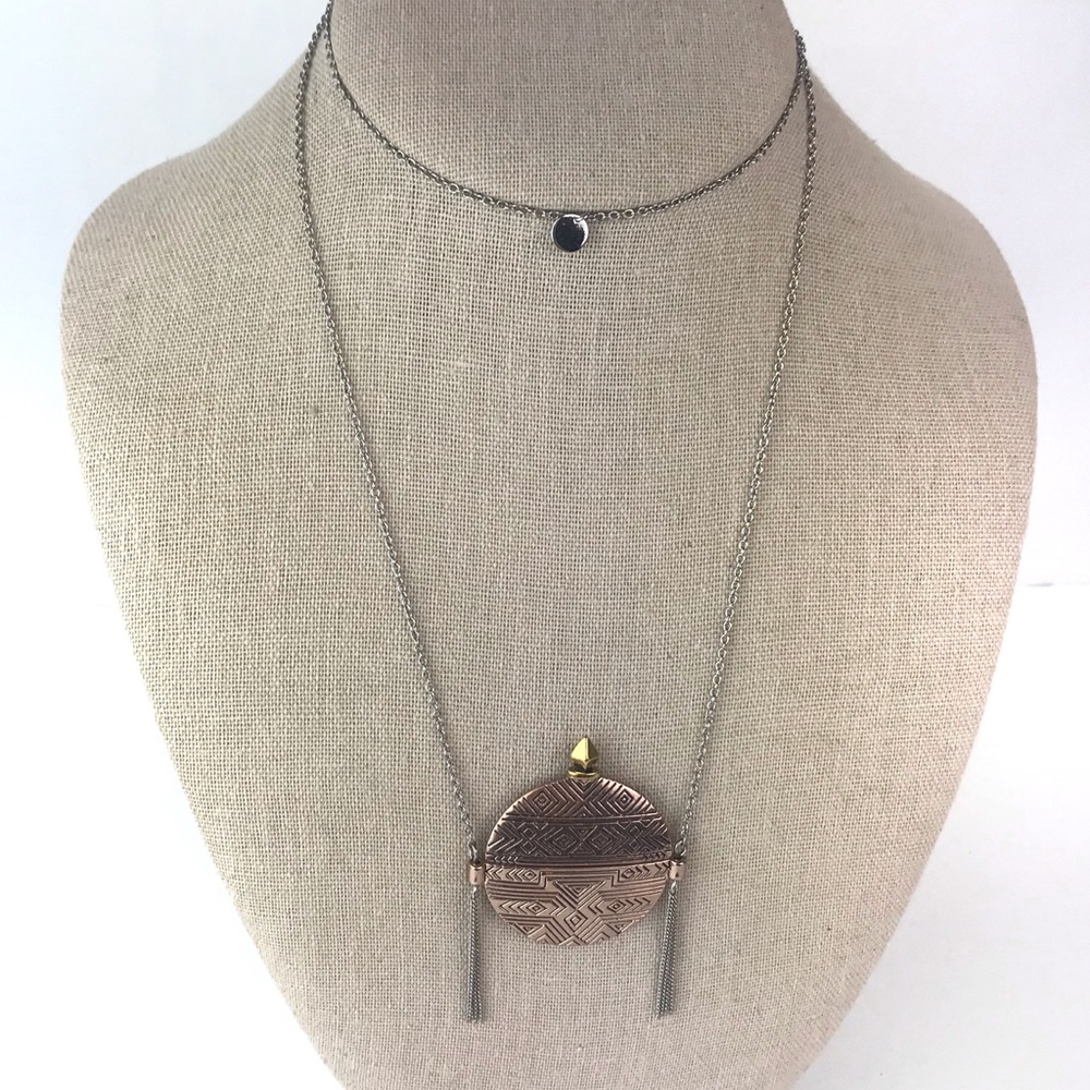House of Harlow Mosiac Aztec Tassel Long Necklace - Picture 3 of 7